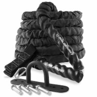 40 Foot Exercise Battle Rope 1.5 Inch Diameter with Cover, Anchor Kit