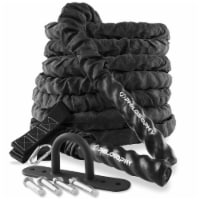 50 Foot Exercise Battle Rope 2 Inch Diameter with Cover, Anchor Kit