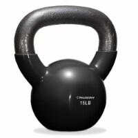 Philosophy Gym Vinyl Coated Cast Iron Kettlebell Weight 15 lbs - Black
