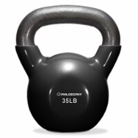Philosophy Gym Vinyl Coated Cast Iron Kettlebell Weight 35 lbs - Black