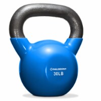 Philosophy Gym Vinyl Coated Cast Iron Kettlebell Weight 30 lbs - Blue