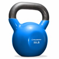 Philosophy Gym Vinyl Coated Cast Iron Kettlebell Weight 50 lbs - Blue