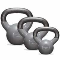 Vinyl Coated Cast Iron Kettlebell Weights (Set of 3) - Gray