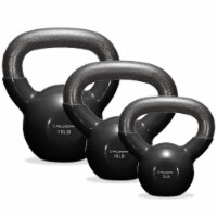 Vinyl Coated Cast Iron Kettlebell Weights (Set of 3) - Black
