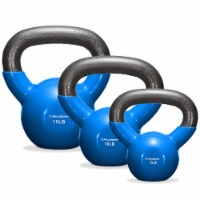 Vinyl Coated Cast Iron Kettlebell Weights (Set of 3) - Blue