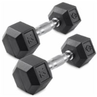 12 lb Pair Rubber Coated Hex Dumbbell, Cast Iron Hand Weight Set