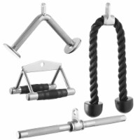 Cable LAT Attachment Set w/ Tricep Rope, Double D, Straight Bar, V Bar