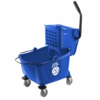 Dryser Commercial Mop Bucket with Side Press Wringer - 26 Quart, Blue