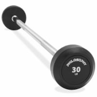 Rubber Fixed Barbell, 30 LB Pre-Loaded Weight Straight Bar