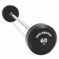 Rubber Fixed Barbell, 60 LB Pre-Loaded Weight Straight Bar