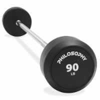 Rubber Fixed Barbell, 90 LB Pre-Loaded Weight Straight Bar