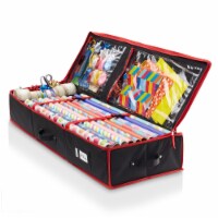 Casafield Wrapping Paper Storage Container, Gift Wrap Organizer Box - Black