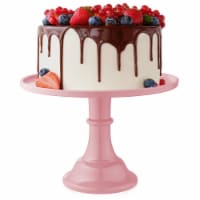 Round Pedestal Cake Stand, Pink - 11 Dessert Display Holder