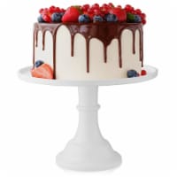 Round Pedestal Cake Stand, White - 11 Dessert Display Holder