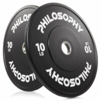 Set of 2 Olympic 2-Inch Rubber Bumper Plates (10 LB each) Black