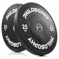 Set of 2 Olympic 2-Inch Rubber Bumper Plates (25 LB each) Black