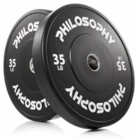 Set of 2 Olympic 2-Inch Rubber Bumper Plates (35 LB each) Black