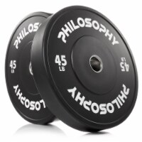 Set of 2 Olympic 2-Inch Rubber Bumper Plates (45 LB each) Black