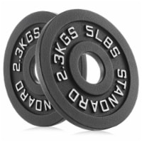 Set of 2 Standard Cast Iron Olympic 2-inch Weight Plates (5 LB each)
