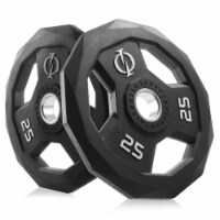 Set of 2 Rubber Coated 2-inch Olympic Grip Weight Plates (25 LB each)