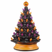 15 Hand Painted Ceramic Pre-Lit Halloween Tree with Pumpkin and Star