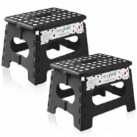 9 Folding Step Stool with Handle (Set of 2) for Adults/Kids, Black