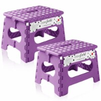 9 Folding Step Stool with Handle (Set of 2) for Adults/Kids, Purple