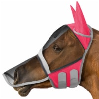 Horse Equine Fly Mask (Pink, Pony) w/ Long Nose, Ear Protection, Mesh
