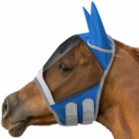 Horse Fly Mask w/ Ear Protection (Blue, Cob) - Fleece Edge, Fine Mesh