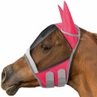 Fly Mask w/ Ear Protection (Pink, Horse) - Fleece Edge, Fine Mesh