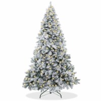 6FT Pre-Lit Snow-Flocked Pine Artificial Holiday Christmas Tree with Stand