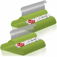 100 Lime Green Velvet 14 Kid's Hangers by Casafield