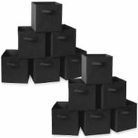 (Set of 12) Collapsible Fabric Cubes, 11 Storage Bins - Black