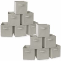 (Set of 12) Collapsible Fabric Cubes, 11 Storage Bins - Light Gray