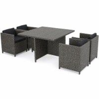 Noble House Puerta 5 Piece Wicker Patio Dining Set in Gray