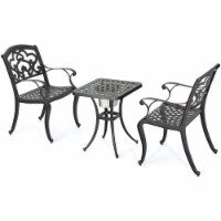 Noble House Alexa 3 Piece Cast Aluminum Patio Bistro Set in Shiny Copper