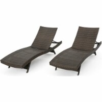 Noble House Thira Outdoor Wicker Chaise Lounge Chair (Set of 2) Mix Mocha