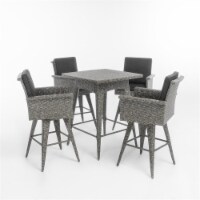 Noble House Puerta Outdoor Mixed Black Wicker 5pc Dining Bar Set