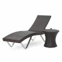 Noble House San Marco Multi Brown Chaise Lounge with Table