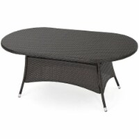 Noble House Corsica 69  Oval Wicker Patio Dining Table in Brown