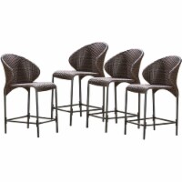 Noble House Oyster Bay Multi Brown Wicker Counterstool (Set of 4)