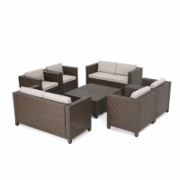 Noble House Puerta Outdoor 8 Pc Brown Wicker Chat Set