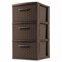 Sterilite 3 Drawer Wicker Weave Decorative Storage Tower, Espresso (2 Pack)