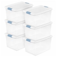 Sterilite 64 Qt Clear Plastic Stackable Storage Bin w/ White Latch