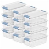 Sterilite 6 Quart Stackable Plastic Storage Bins with Lids and Latches 6  Pack Bundled with Labels and Marker