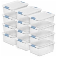 Sterilite Plastic 15 Quart Storage Box Container with Latching Lid, (12 Pack)