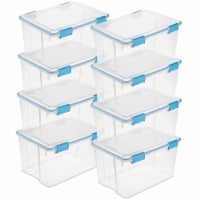 Sterilite 54-Qt Clear Plastic Stackable Storage Bin w/ Gasket Latch Lid, 8 Pack