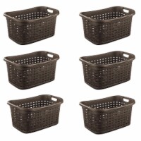 Sterilite Plastic Weave Laundry Organizer Storage Basket Tote, Espresso (6 Pack)