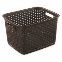 Sterilite Wicker Weave Plastic Laundry Hamper Storage Basket, Brown (18 Pack)