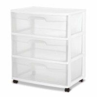 Sterilite Home 3 Drawer Wide Storage Cart Portable Container w/Casters (2 Pack)